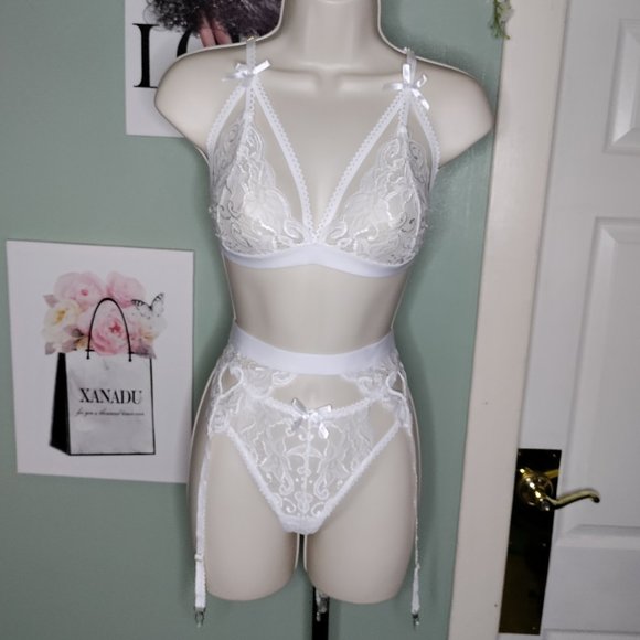 RSLOVE Other - 3 Piece Lace Lingerie Set Sexy Bra and Panties with Garter Belt
